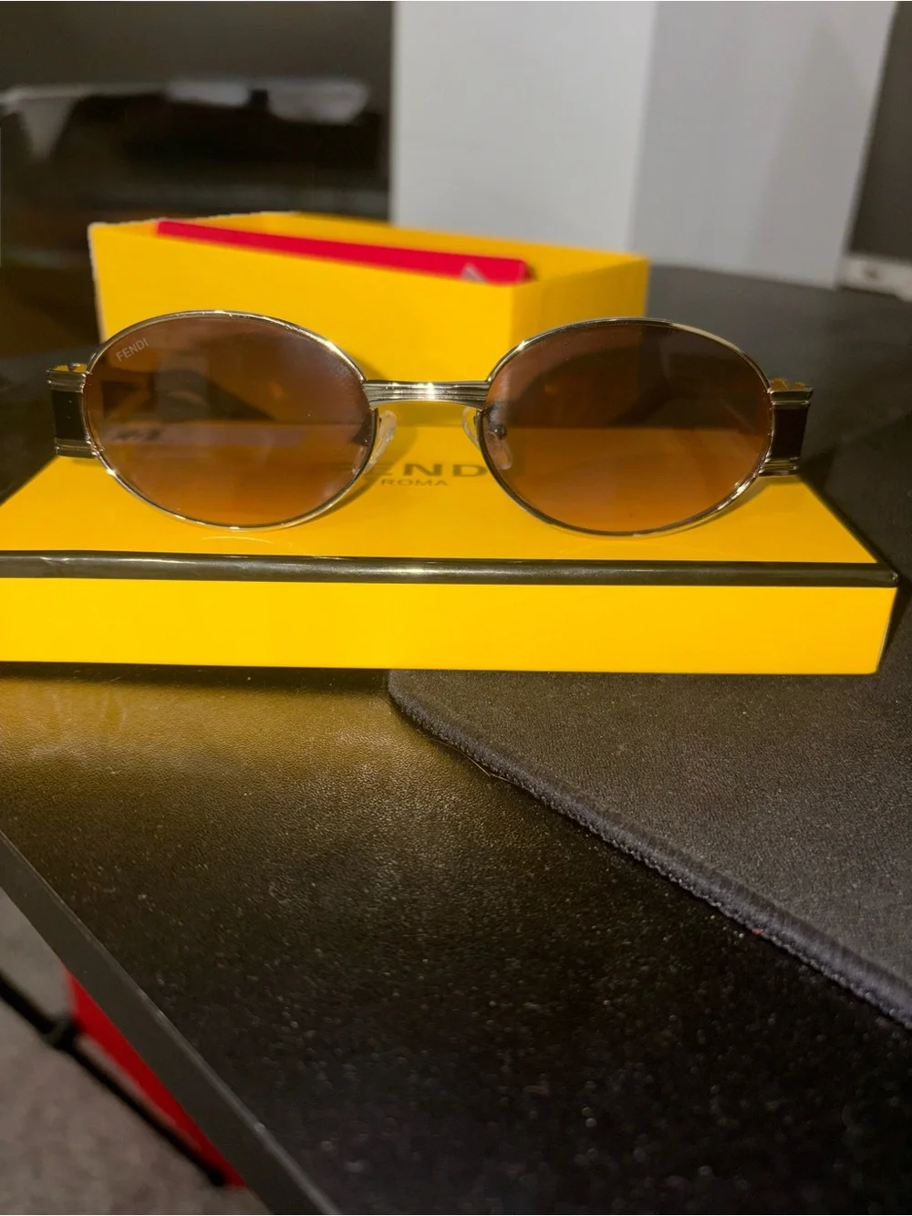 Fendi Silver Metal Oval Sunglasses with Smoke Lenses